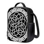 Black And White Celtic Knot Print Crossbody Lunch Bag