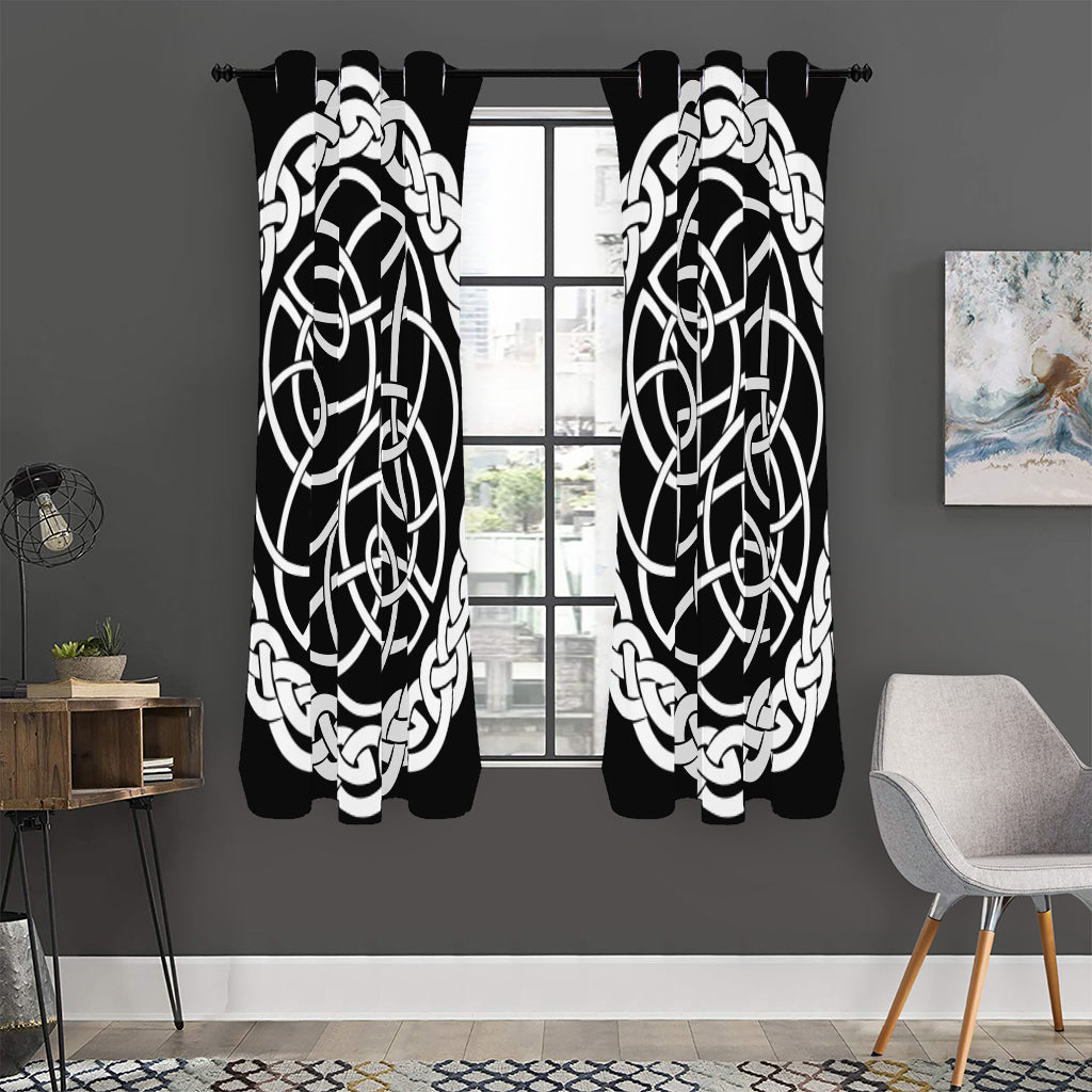 Black And White Celtic Knot Print Curtain
