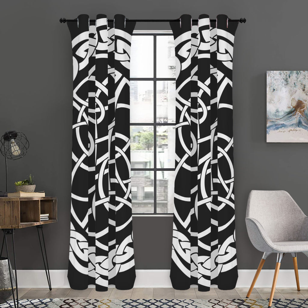 Black And White Celtic Knot Print Curtain