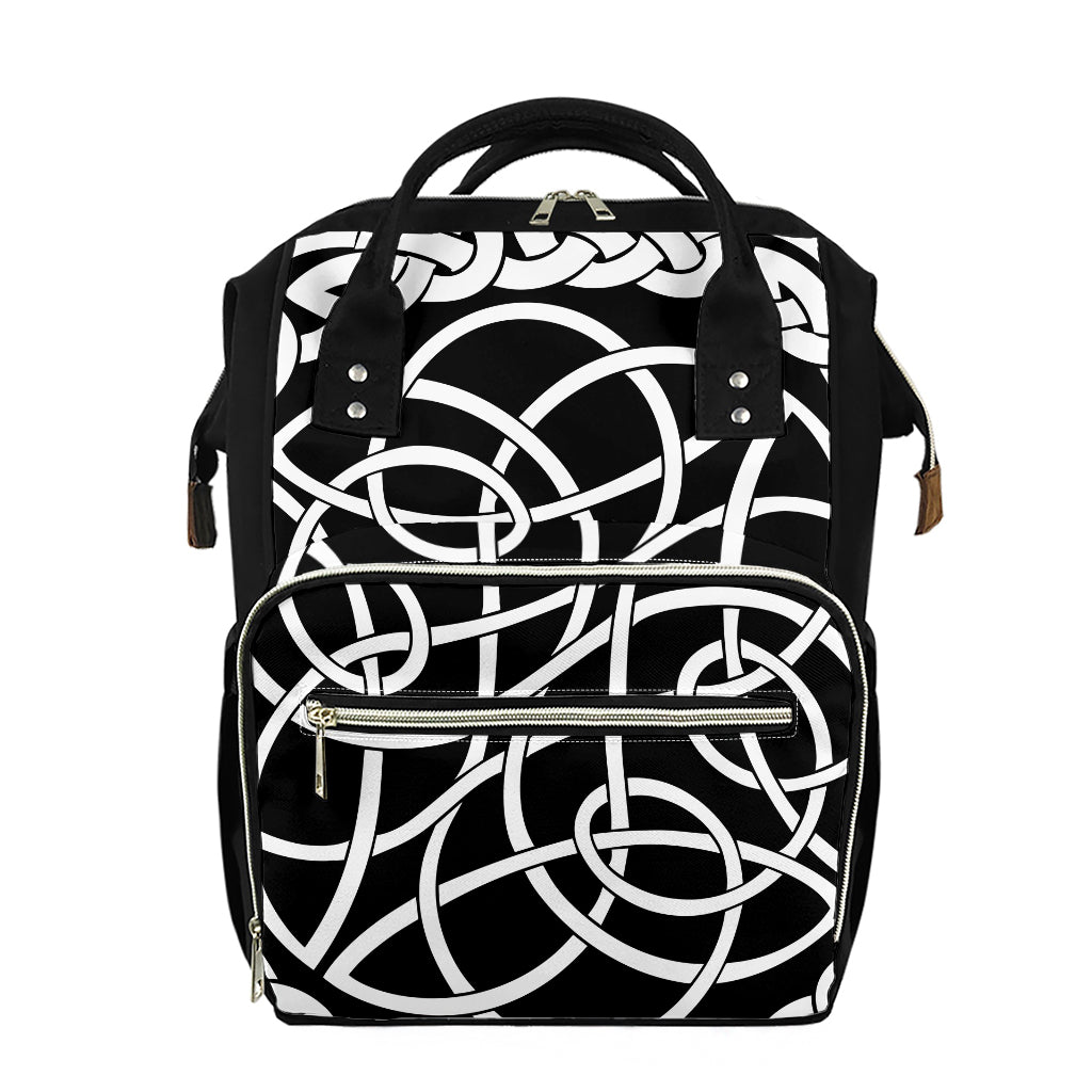 Black And White Celtic Knot Print Diaper Bag