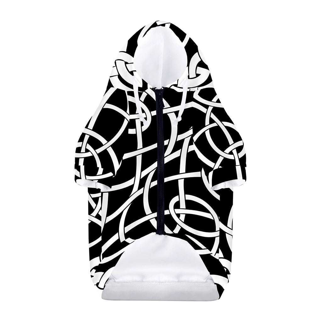 Black And White Celtic Knot Print Dog Zip Up Hoodie