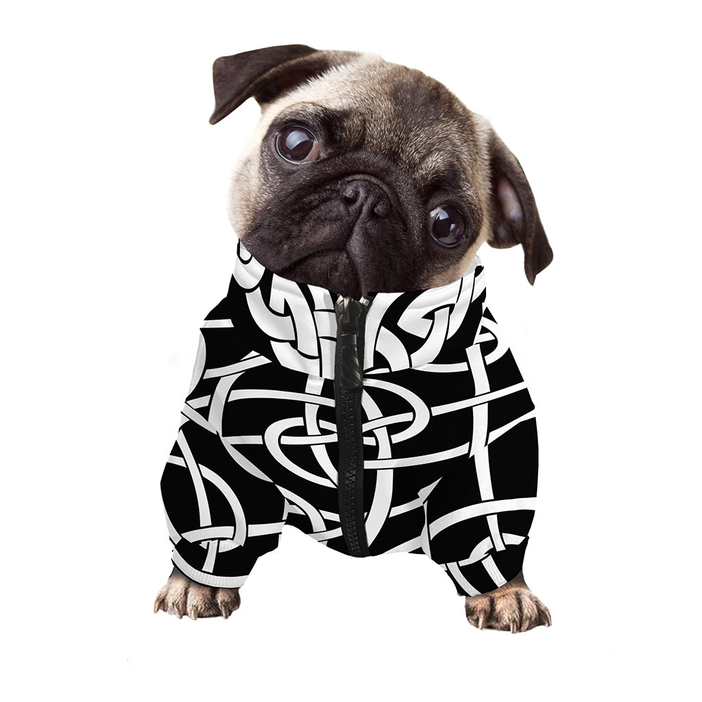 Black And White Celtic Knot Print Dog Zip Up Jacket