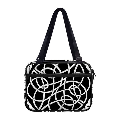 Black And White Celtic Knot Print Double Strap Bible Bag