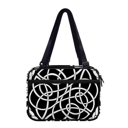 Black And White Celtic Knot Print Double Strap Bible Bag