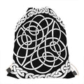 Black And White Celtic Knot Print Drawstring Bag