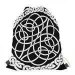 Black And White Celtic Knot Print Drawstring Bag