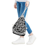 Black And White Celtic Knot Print Drawstring Bag