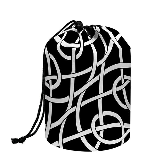 Black And White Celtic Knot Print Drawstring Makeup Bag