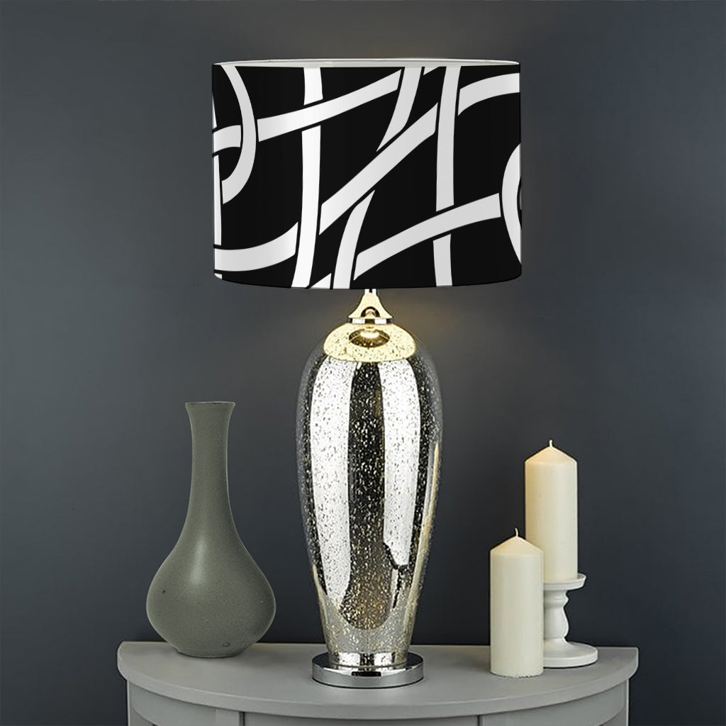 Black And White Celtic Knot Print Drum Lamp Shade