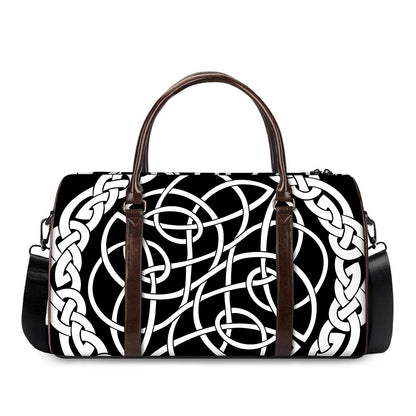 Black And White Celtic Knot Print Duffle Bag