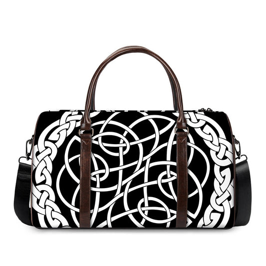 Black And White Celtic Knot Print Duffle Bag