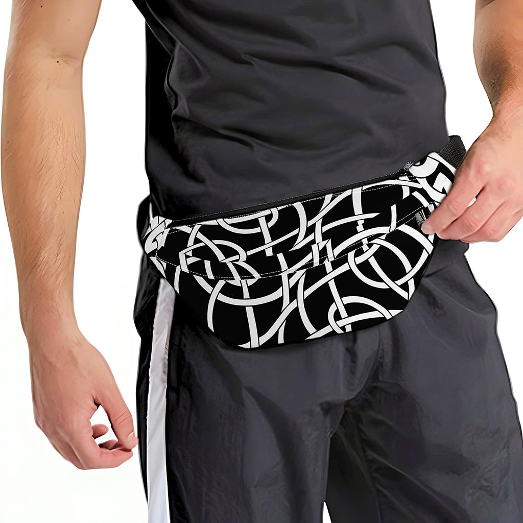 Black And White Celtic Knot Print Fanny Pack