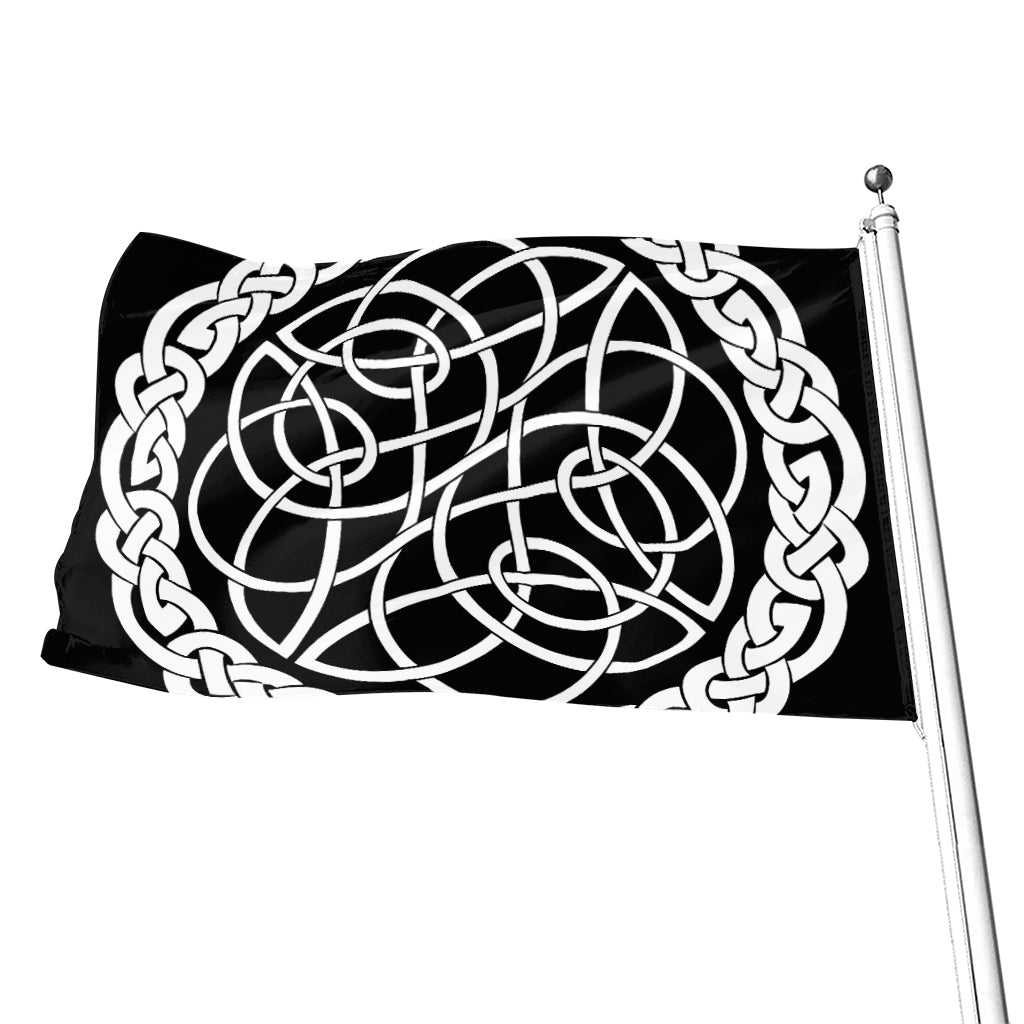 Black And White Celtic Knot Print Flag