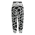 Black And White Celtic Knot Print Fleece Lined Knit Pants