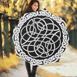 Black And White Celtic Knot Print Foldable Umbrella