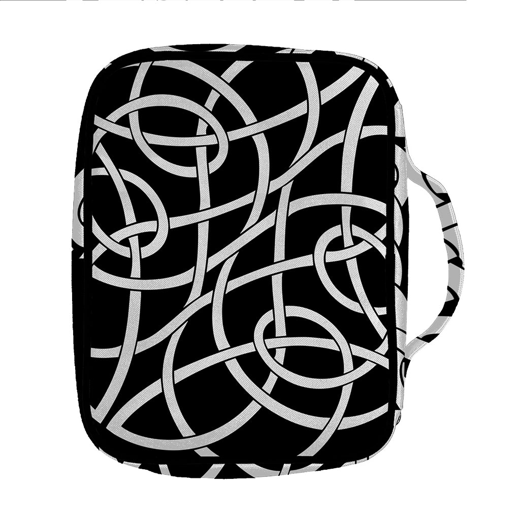 Black And White Celtic Knot Print Front Pocket Bible Bag