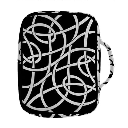 Black And White Celtic Knot Print Front Pocket Bible Bag