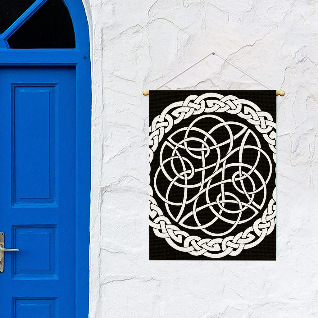 Black And White Celtic Knot Print Garden Flag