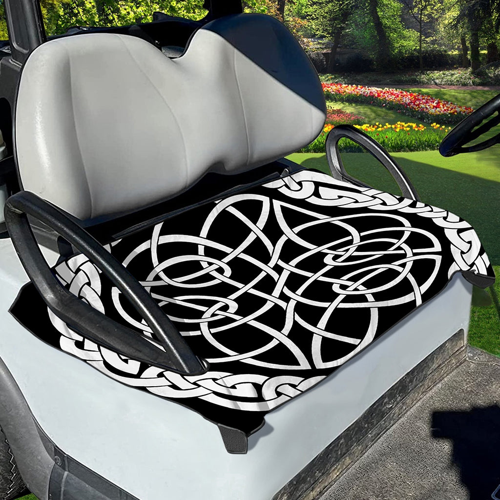 Black And White Celtic Knot Print Golf Cart Seat Cover