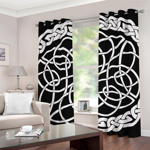 Black And White Celtic Knot Print Grommet Curtains