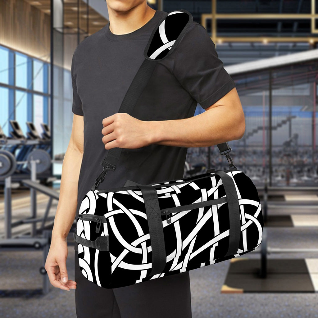 Black And White Celtic Knot Print Gym Bag