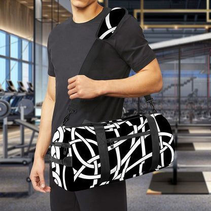 Black And White Celtic Knot Print Gym Bag