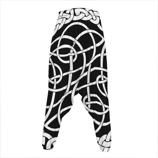 Black And White Celtic Knot Print Hammer Pants
