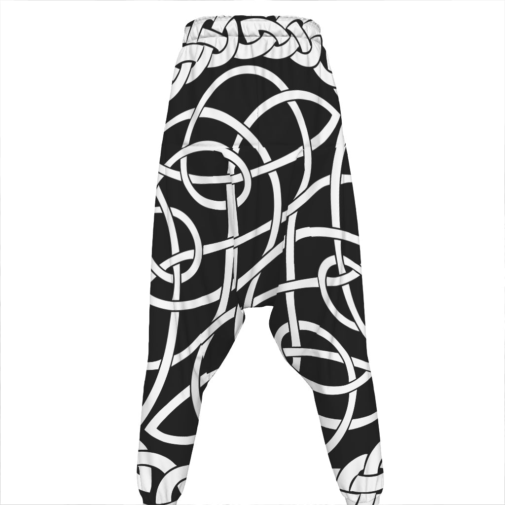 Black And White Celtic Knot Print Hammer Pants