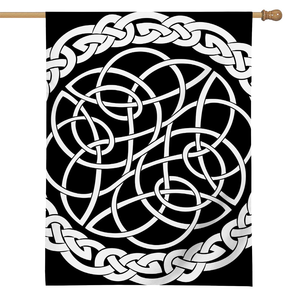 Black And White Celtic Knot Print House Flag
