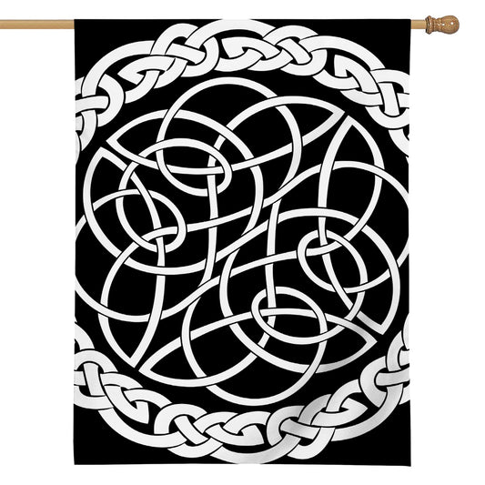Black And White Celtic Knot Print House Flag