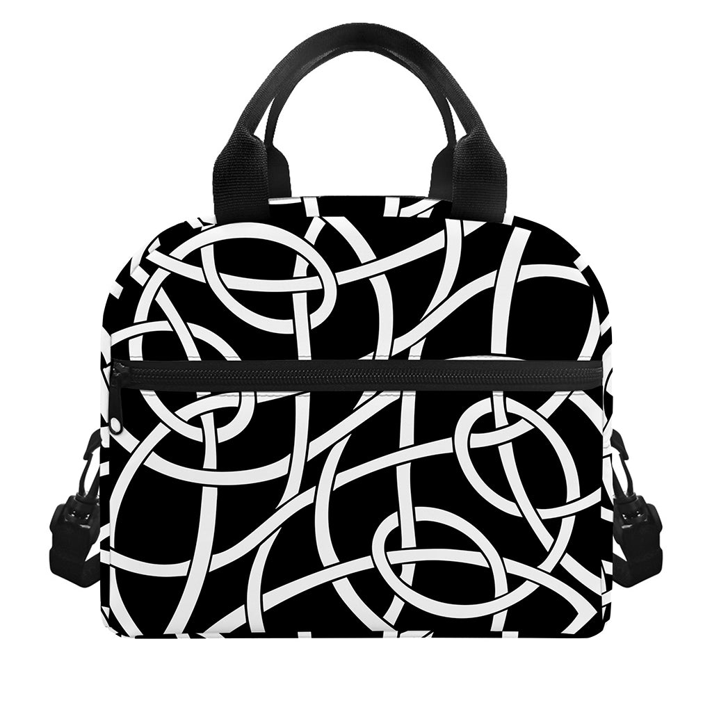 Black And White Celtic Knot Print Insulated Lunch Bag