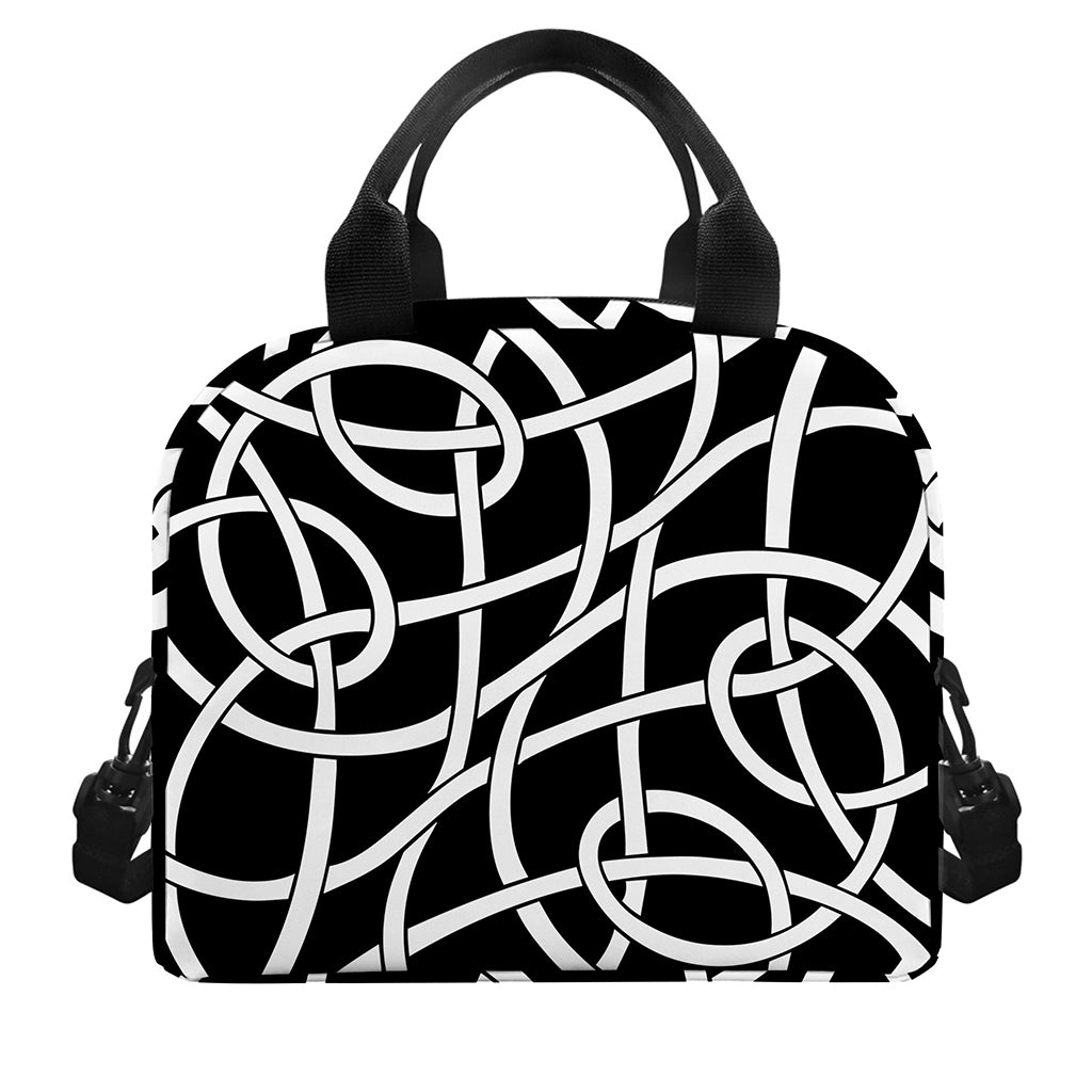 Black And White Celtic Knot Print Insulated Lunch Bag