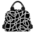 Black And White Celtic Knot Print Insulated Lunch Bag