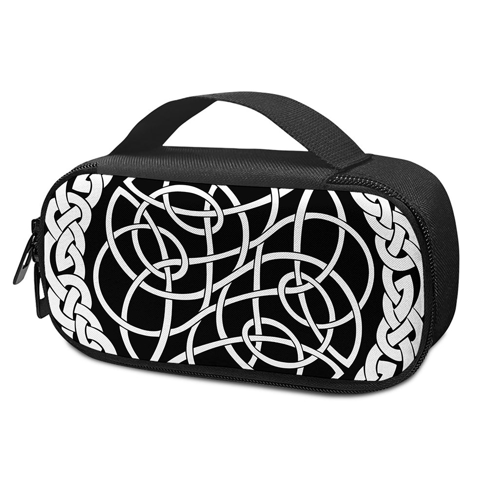 Black And White Celtic Knot Print Insulin Cooler Travel Case