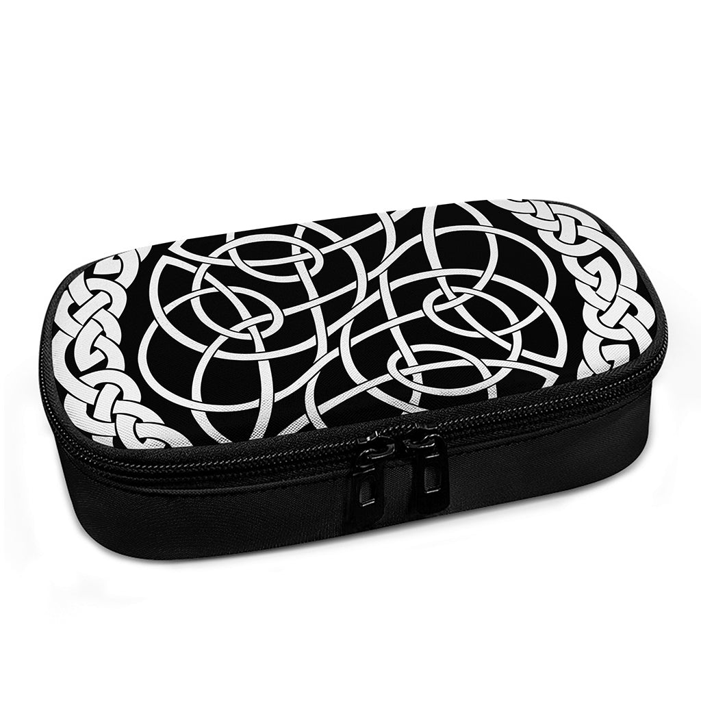 Black And White Celtic Knot Print Insulin Cooler Travel Case