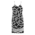 Black And White Celtic Knot Print Jersey Midi Cami Dress