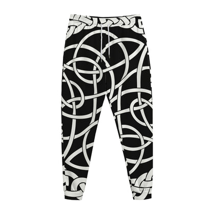 Black And White Celtic Knot Print Jogger Pants