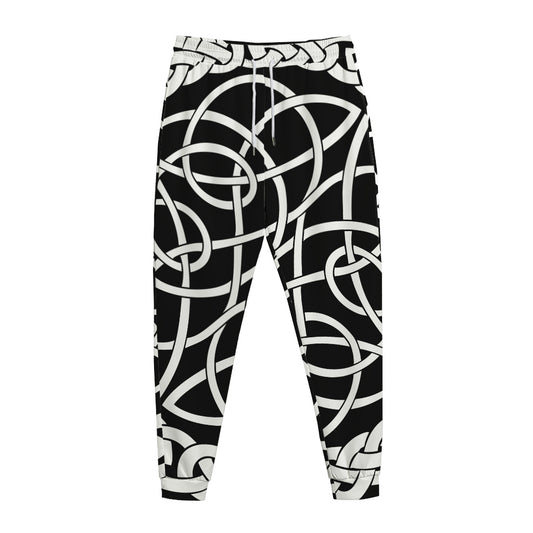 Black And White Celtic Knot Print Jogger Pants