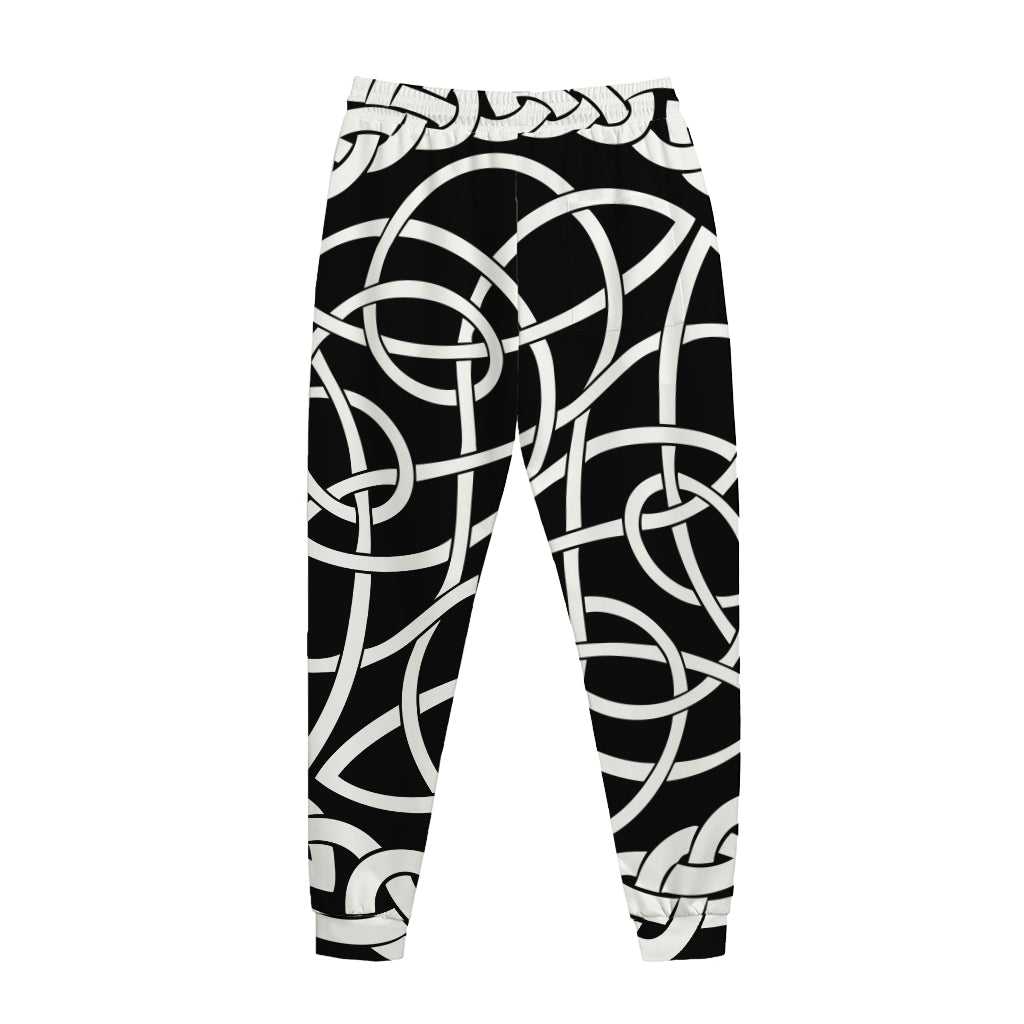 Black And White Celtic Knot Print Jogger Pants