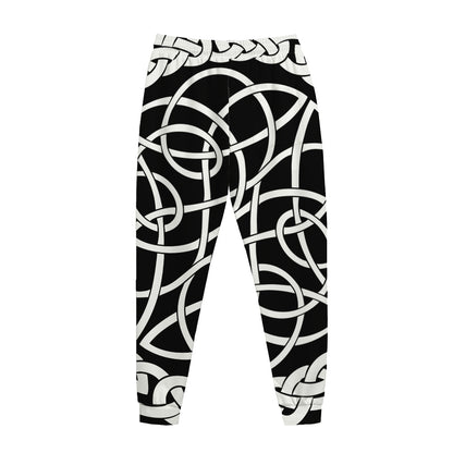 Black And White Celtic Knot Print Jogger Pants