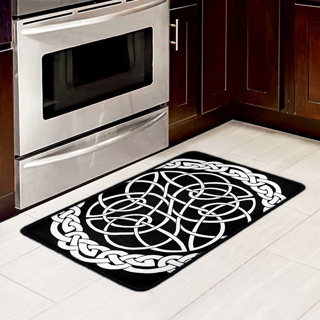 Black And White Celtic Knot Print Kitchen Mat