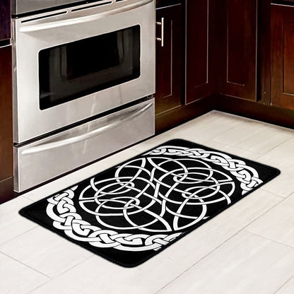 Black And White Celtic Knot Print Kitchen Mat