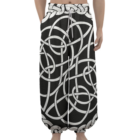 Black And White Celtic Knot Print Lantern Pants