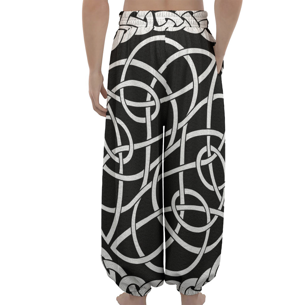 Black And White Celtic Knot Print Lantern Pants