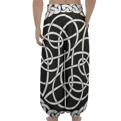 Black And White Celtic Knot Print Lantern Pants