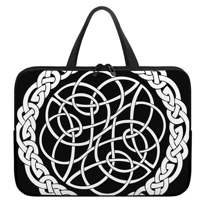 Black And White Celtic Knot Print Laptop Sleeve With Handle