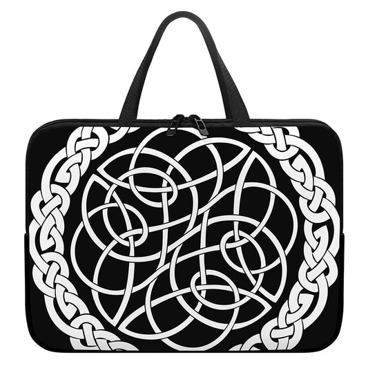 Black And White Celtic Knot Print Laptop Sleeve With Handle