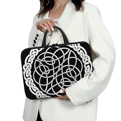 Black And White Celtic Knot Print Laptop Sleeve With Handle