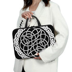 Black And White Celtic Knot Print Laptop Sleeve With Handle
