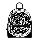 Black And White Celtic Knot Print Leather Backpack